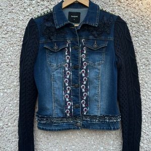 Desigual Beaded Embellished Denim Jacket